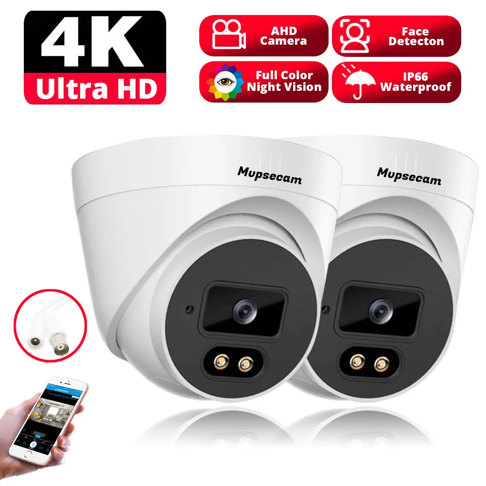 

8MP 4K AHD CCTV Camera Outdoor Face Detection Dual Light Full-Color Night Vision H.265 CCTV Metal Dome Surveillance AHD Cameras