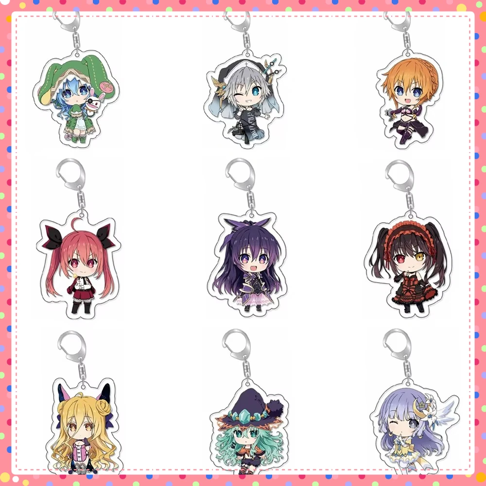 Date A Live Itsuka Shido Yatogami Tohka Tokisaki Anime Keychain Cute Cartoon Keyrings Bag Tag Cos Accessory Baji Decoration
