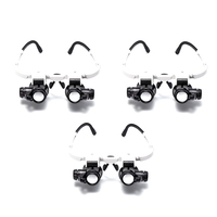 3Pcs 8X 15X 23X Double Eye Loupe Head Wearing Repair Jeweler Watch Clock Magnifier Illuminated Magnifying Glass