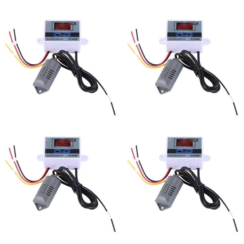 【HOT】4X جهاز التحكم الرقمي في الرطوبة مقياس الرطوبة مفتاح التحكم في الرطوبة 0-99% RH Hygrostat مع مستشعر الرطوبة AC220V