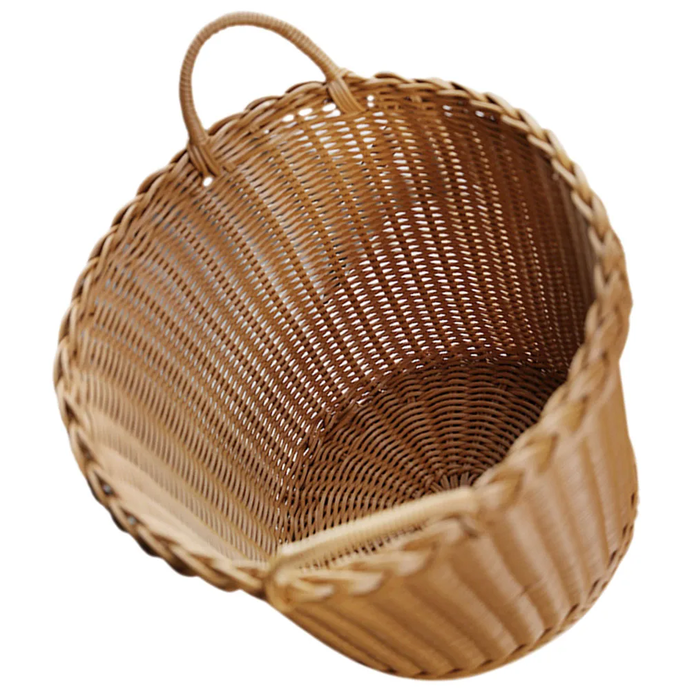 

Japanese Style Simulated Rattan Woven Laundry Basket Shallow Brown Storage Hamper Portable H Home Use Clothes ganizer Storage