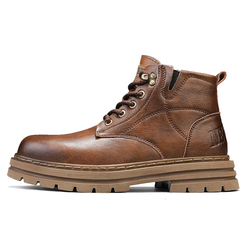 

2025 The Latest High-top Autumn and Winter Retro New British Tough Man Style Cargo Leather Shoes Men Boots All Leather Boots Men
