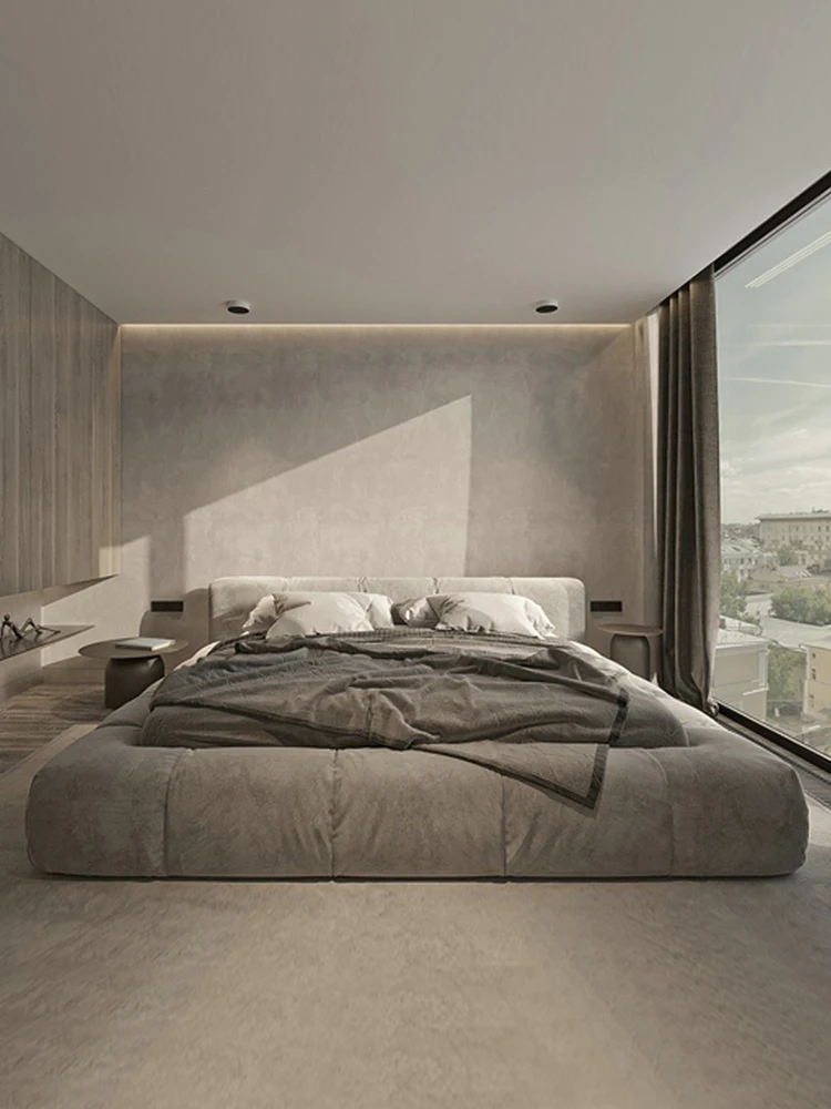 Tatami floor floor-to-ceiling bed, master bedroom, queen bed, upholstered bed, double bed, minimalist and modern