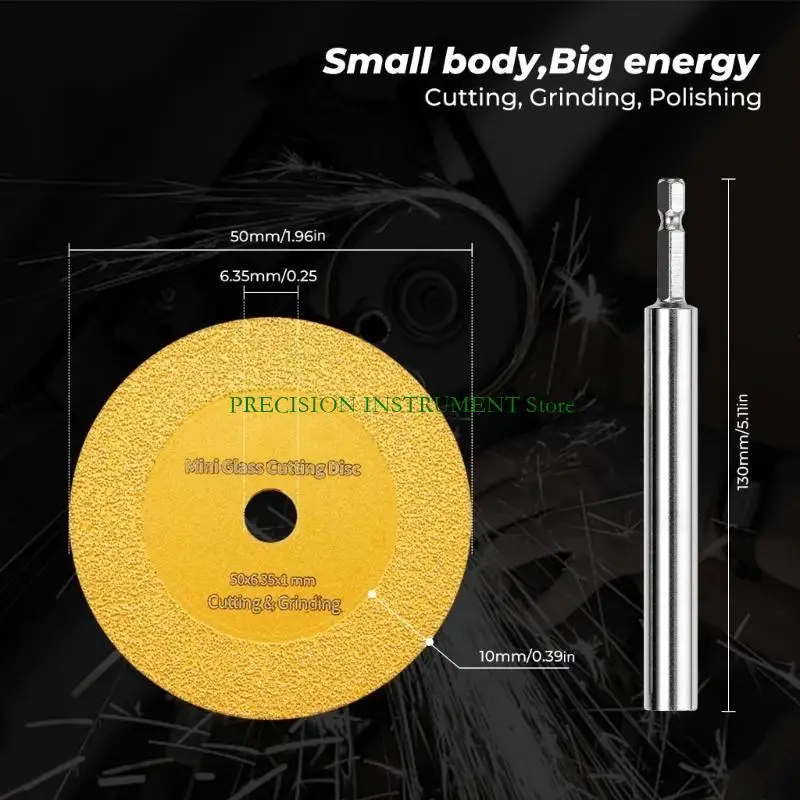 Mini Diamantes Corte Discos Vidro Vidro Com Roda corte com haste hexadecimal 1/4 polegada para cortar 37JD