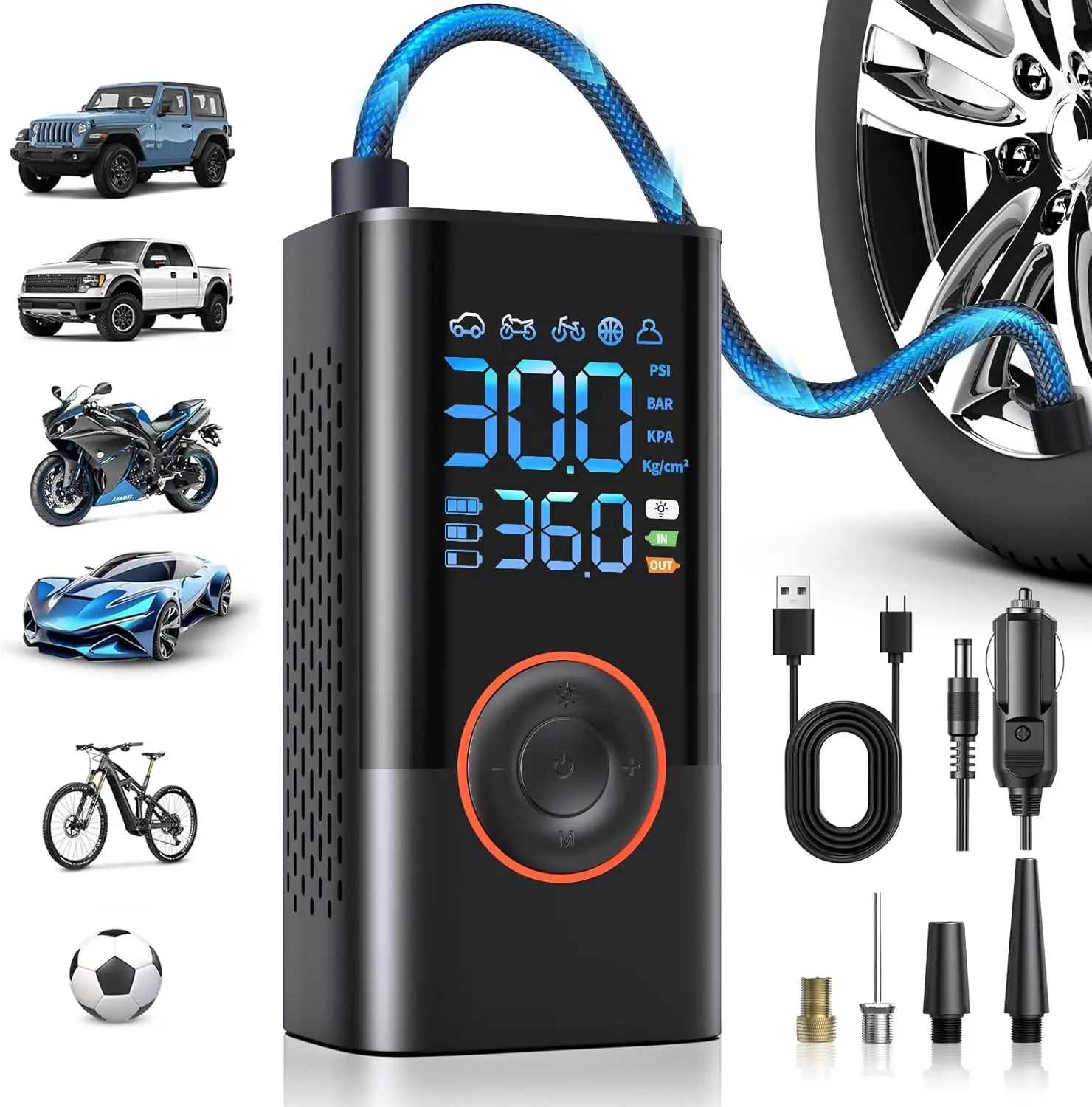 

Portable Tire Inflator 150PSI Air Compressor with Digital Gauge, Cordless Mini Pump for Cars, Bikes, Balls – Fast Inflate, Auto
