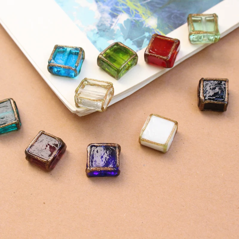Quadratische Vintage 12mm Lampwork Glasperlen Perle Grün Weiß Blau Gemischt für Ohrring Armband Halskette Schmuckherstellung Charms DIY Acce – Detail 2
