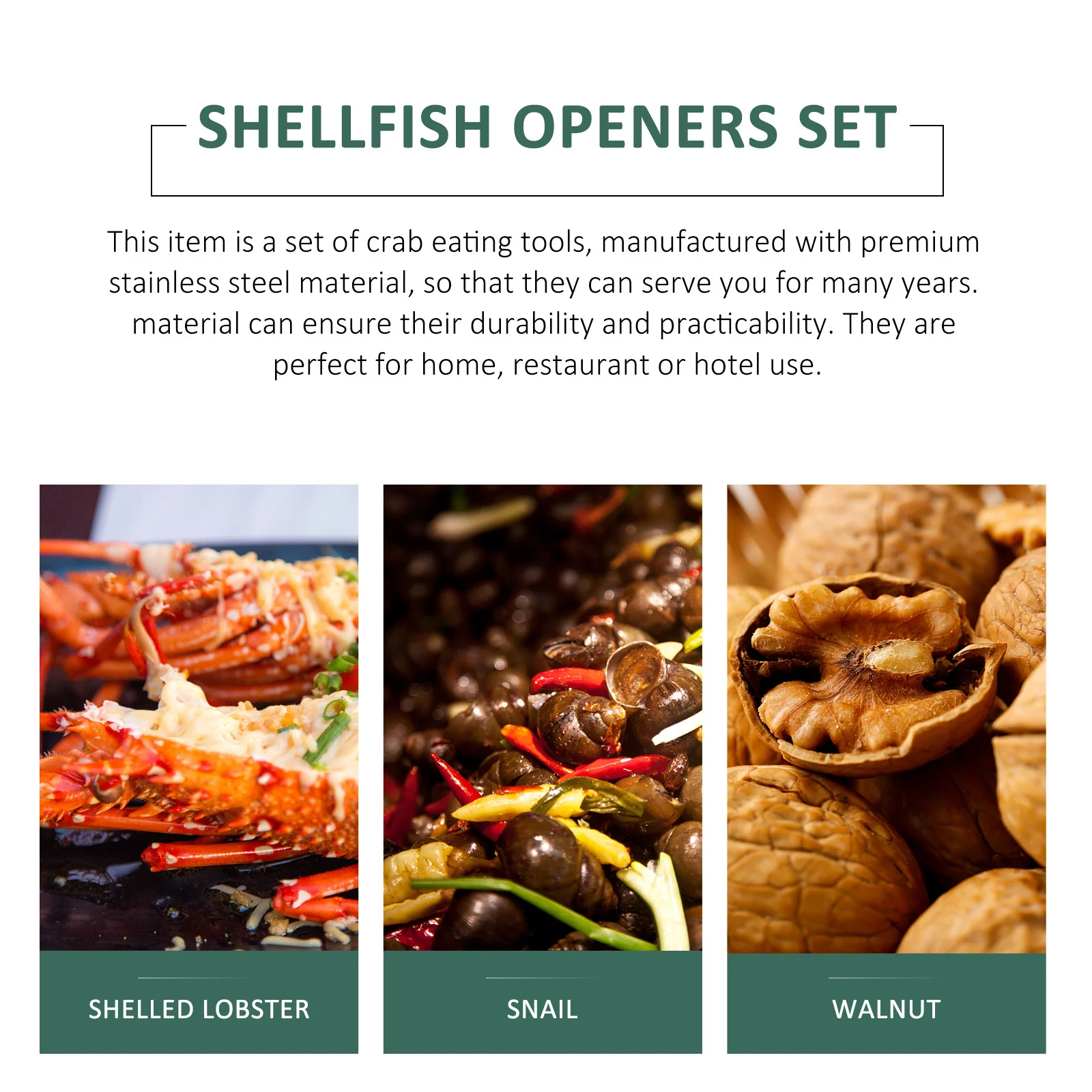 

4Pcs Stainless Steel Crab Eating Tools Set Seafood Crackers Anti-Slip Use for Home Restaurant Seafood Openers