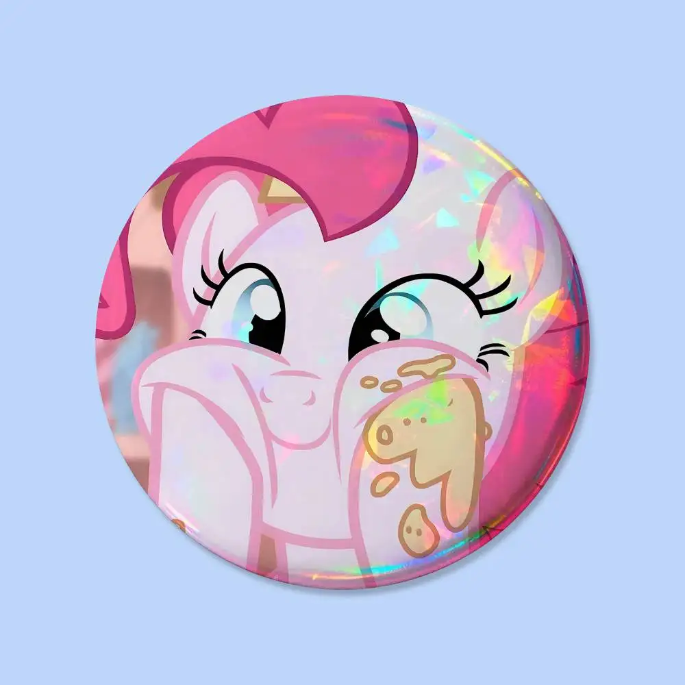 P-Pinkie P-PieS Niedliche Abzeichen 25 32 44 58 75 mm Runde Cosplay-Pins Taschendekoration Fans Sammlerstücke Freunde Geschenke Brosche Souvenir – Detail 7