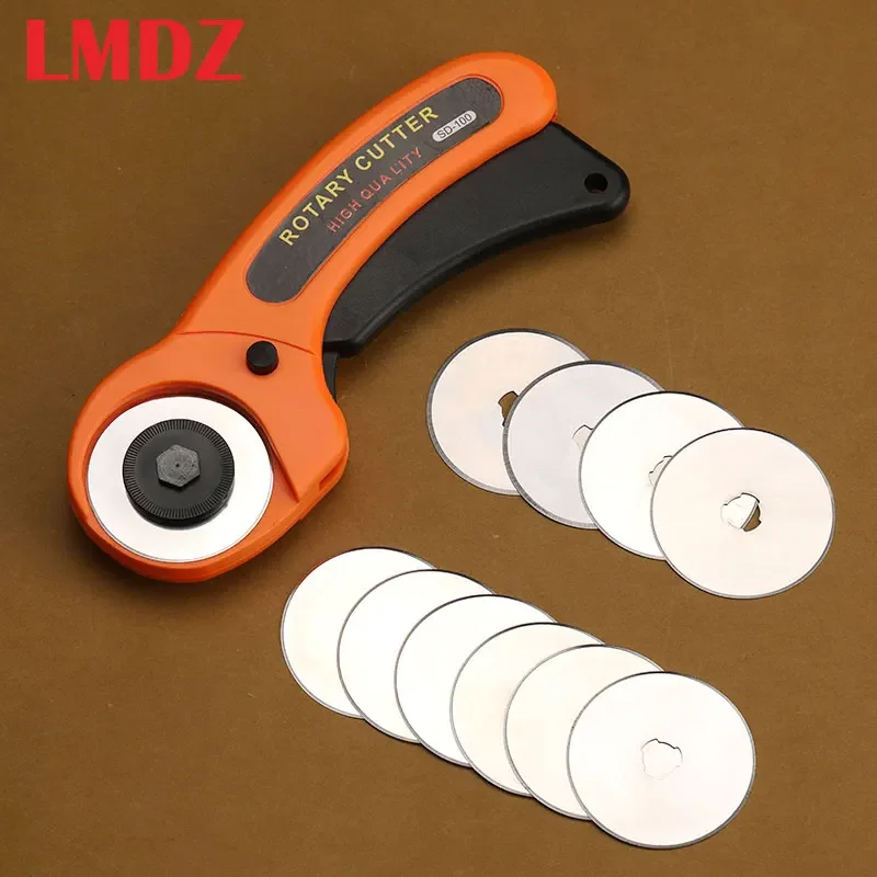 

LMDZ Rotary Fabric Cutter with Safety Lock Included Extra 10 Pack 45mm Blades Rotary Cutter Tool for Quilting Sewing Arts Crafts