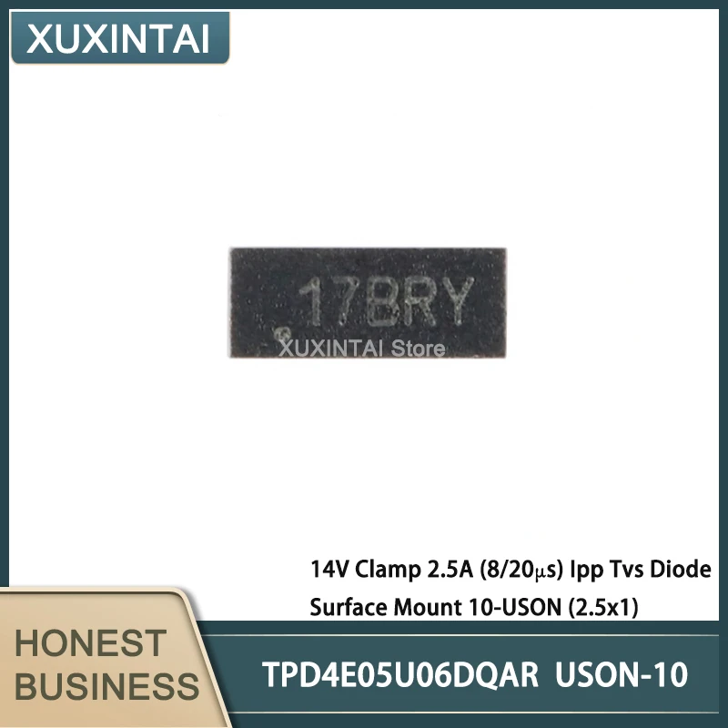 50Pcs/Lot   New Original  TPD4E05U06DQAR TPD4E05U06 14V Clamp 2.5A (8/20µs) Ipp Tvs Diode Surface Mount 10-USON (2.5x1)