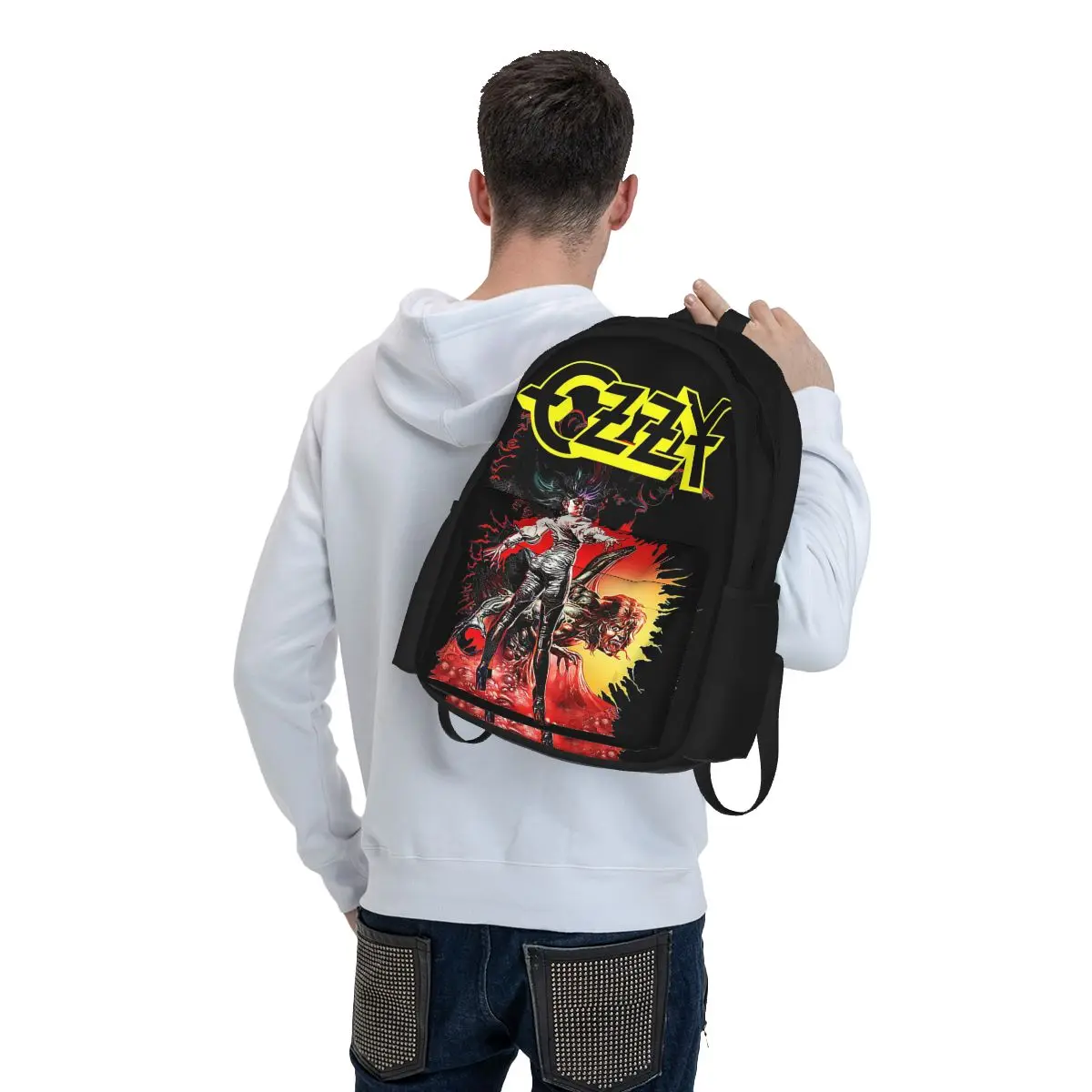 Ozzy OsRubber Merch Mochilas para Meninos e Meninas, Príncipe das Trevas, Bolsas Escolares para Estudantes, Mochila de Viagem dos Desenhos Animados, Bolsa de Ombro