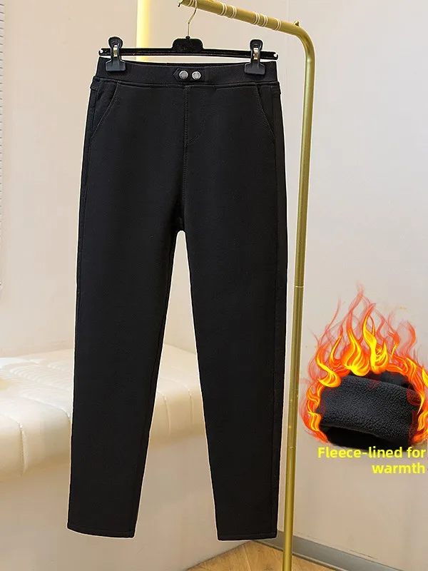 Thickened Fleece Warm Trousers plus Size Women's Outerwear Base Layer Fashionable Long Pants Autumn Winter New Arrival