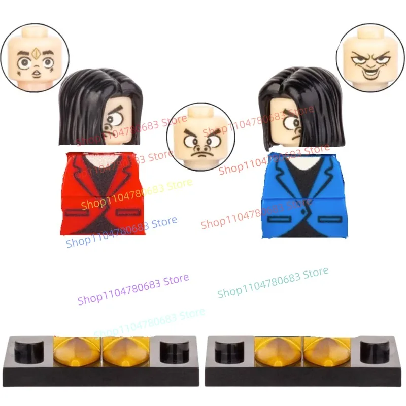 

Строительные блоки MOC, мультяшная анимация, красные и синие мини-забавные аксессуары для кукол, детские украшения, праздничные подарки