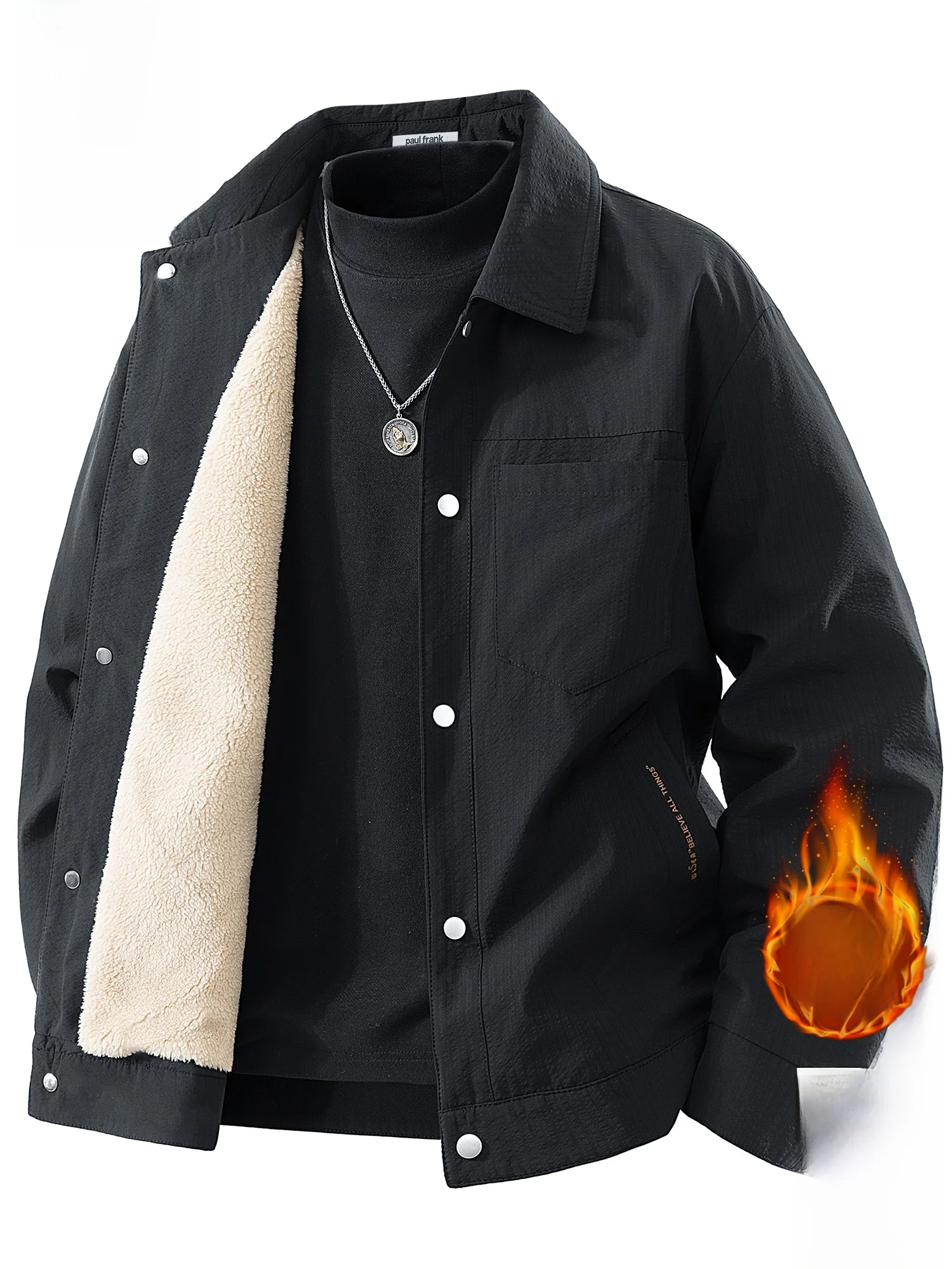 

PaulFrank Winter Thiened Warm Fce Casual Loose Men's Jaet PaulFrank Monkey Collar Coat Youth Faion Polyester Fiber