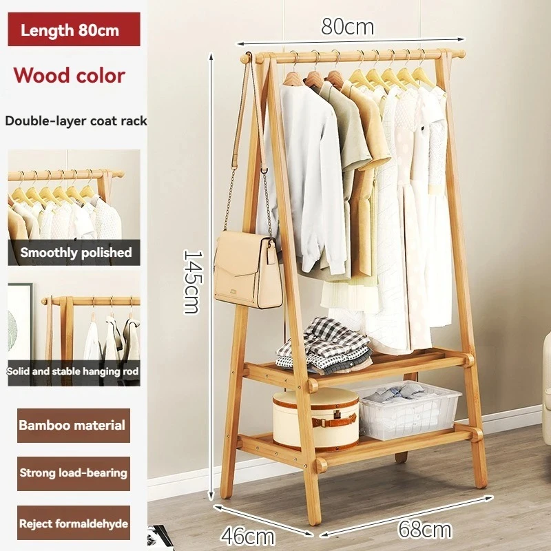 Double Layered Clothing Storage Rack in Bedroom, Balcony Hanger, Folding Coat Rack, Shopping Mall Clothing Display Rack