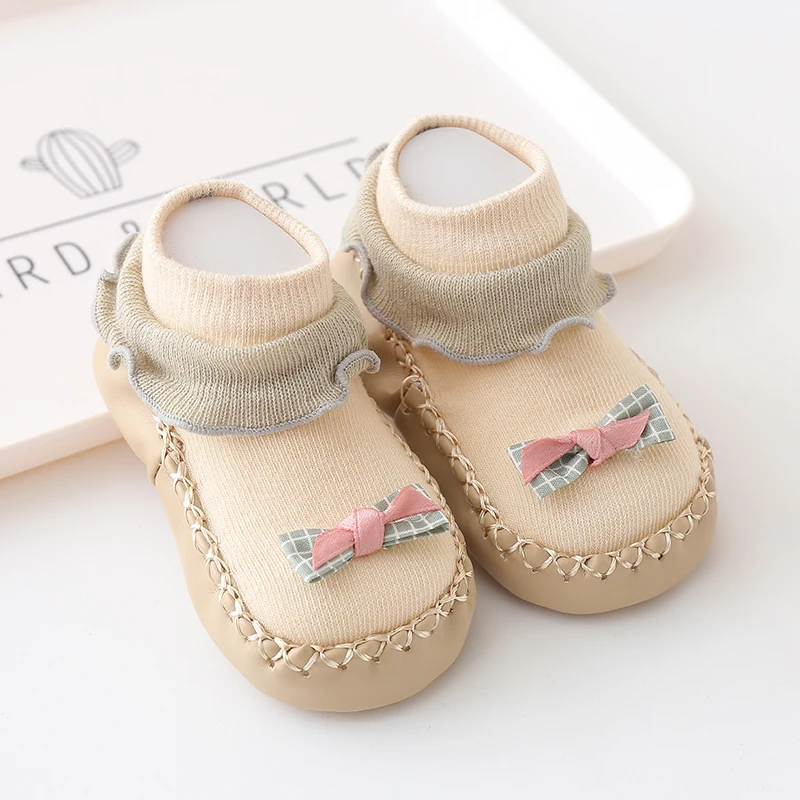 Floor Socks Spring Autumn Baby Shoes Soft Soles Non-slip Children Walking Shoes Lace Princess Girls Early  Summer Toddler Shoes