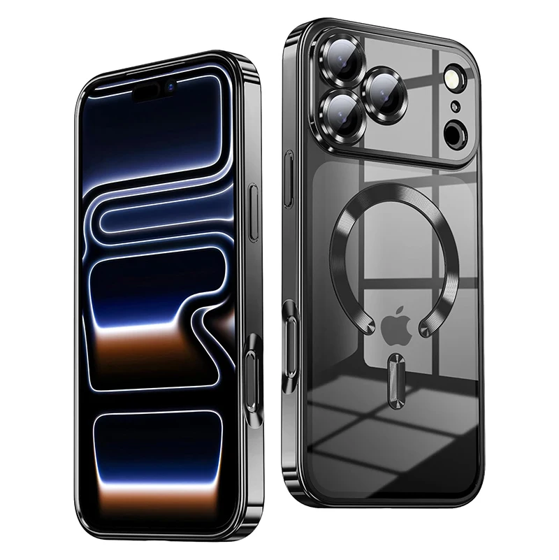 Weiche Magsafe-Handyhülle mit magnetischer Beschichtung für iPhone 17 Pro Max 17 Pro 17 Air, luxuriöse galvanisierte Kameraobjektiv-Schutzhülle