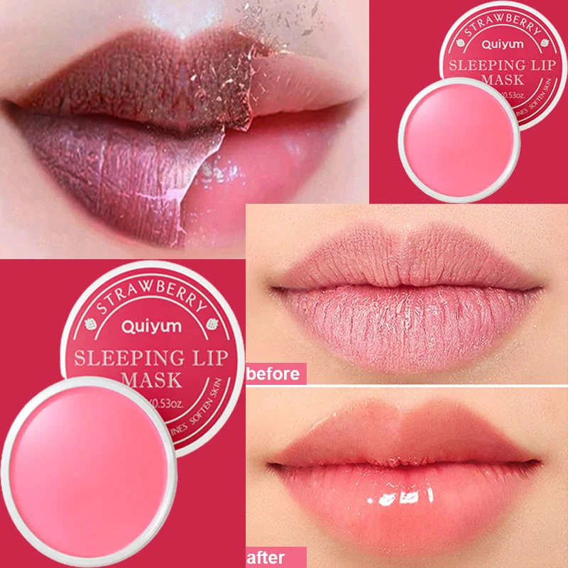 Aardbei Lightening Donkere Lippenbalsem Roze Exfoliatie Bleekcrème Verwijderen Dode Huid Lip Moisturizer Masker Producten Verzorging Schoonheid