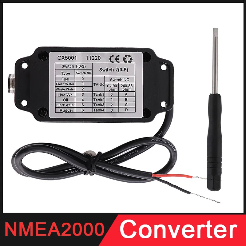 

NMEA CX5001 NMEA 2000 Multifunction Converter 0-190 Ohm 240-33 Ohm CX5001 NMEA2000 Converter For Boat Yacht Marine Sensor 9-32V