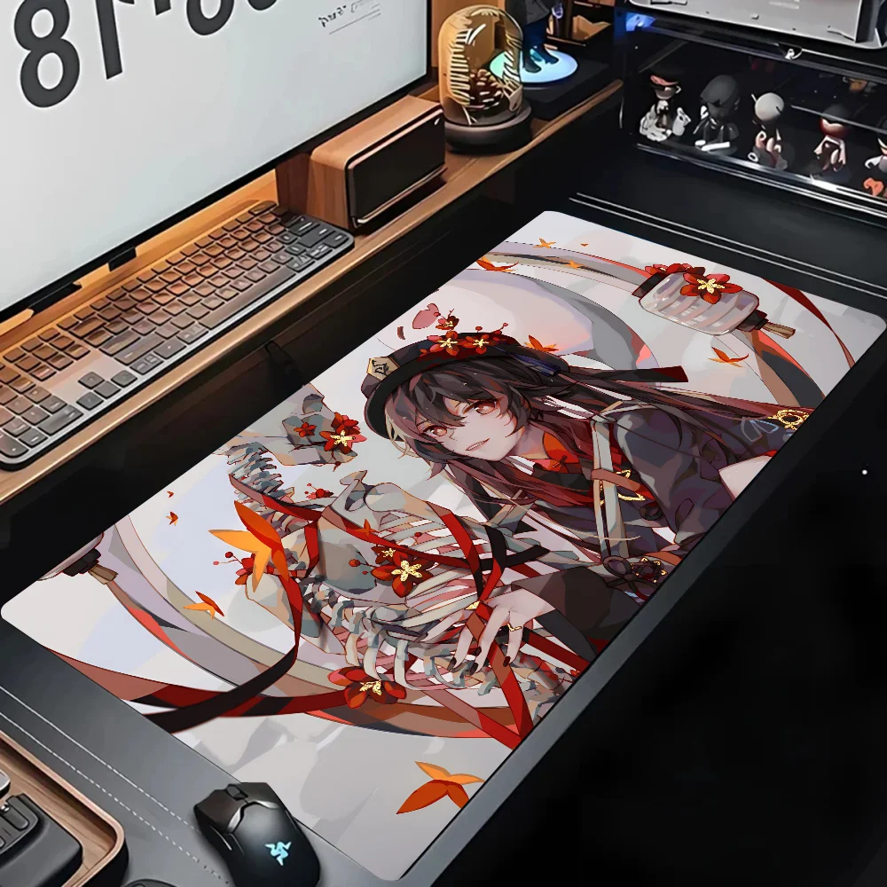 Game Anime Genshin Impact Hu Tao Mousepad Mouse Mat Desk Mat With Pad Gaming Accessories Prime Gaming XXL Keyboard Pad Stitch Pa