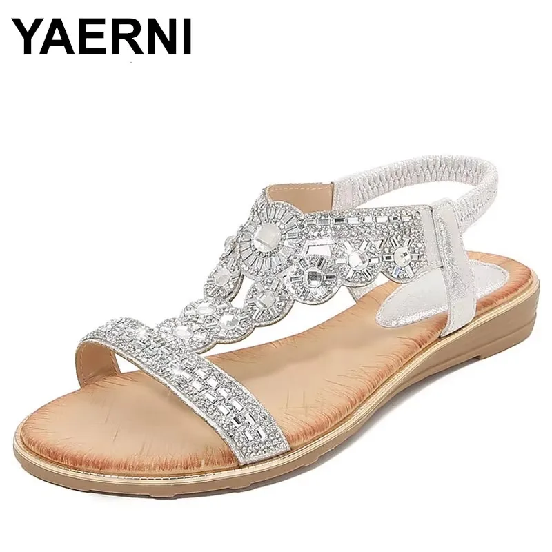 

2025 Summer Fashion Women Sandals Breathable Shoes Women Bohemia Footwear Flat Heel Sandals Slip On Walking Shoes Ladies