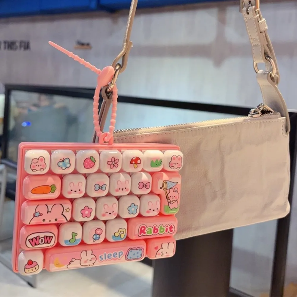 Cartoon 26 Keys Keyboard Keychain Animals Pressable Keys Keyboard Clicker Keychain Creative Clicker Sound