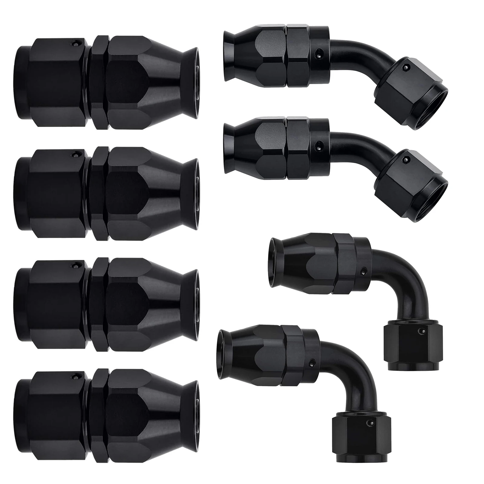 

6AN PTFE Hose End Fittings 0° 45° 90° 180° Degree Aluminum Universal Fuel Hose Adapter Hose Ends Black
