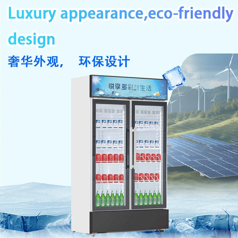 530L Double Door Refrigerated Display Cabinet Vertical Beverage Refrigeration Cabinet Commercial Large Capacity Supermarket Sour