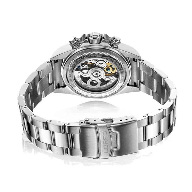 LOREO Men\'s Watches New Top Brand Automatic Mechanical Watch For Men Sport Stainless Steel Luminous Waterproof 200m Relogios