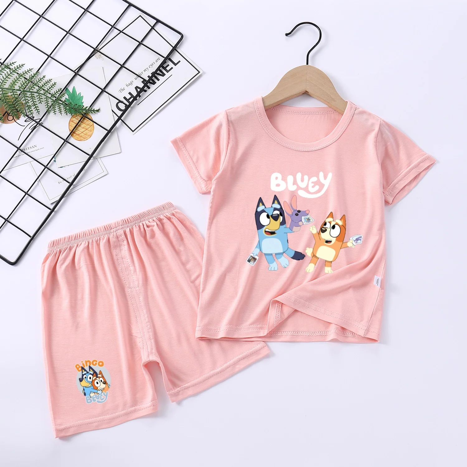 Pijamas Bluey, ropa de dormir para niños, conjuntos de pijamas cómodos de dibujos animados de Bingoes, camisón bonito para bebé, camiseta + Pantalones cortos, regalos para chico