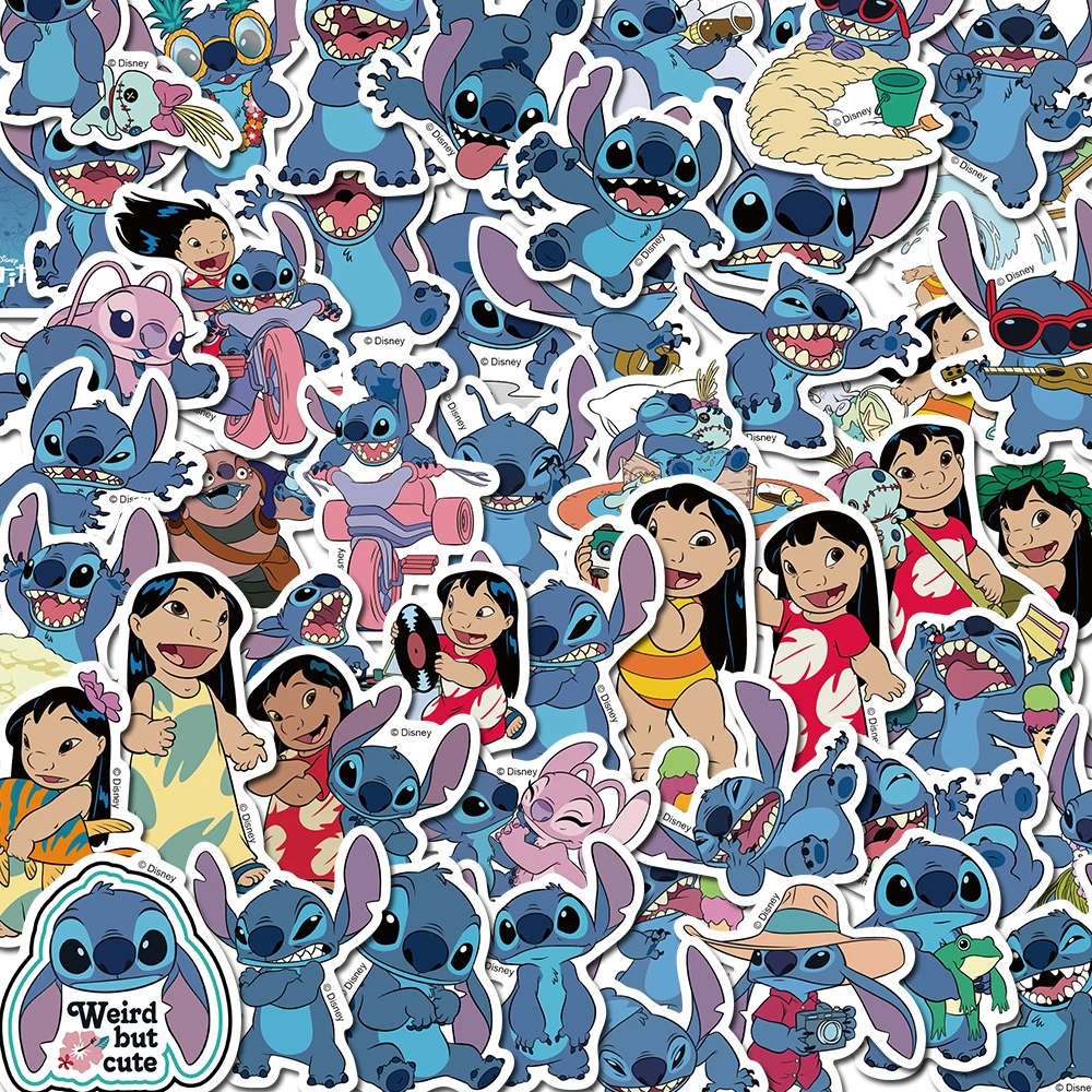 Disney Cartoon Lilo e Stitch Anime Adesivos, Decoração Kawaii, Decalques DIY, Telefone, Carro, Laptop, Brinquedos Infantis, Bonito, 10 Pcs, 30 Pcs, 50Pcs