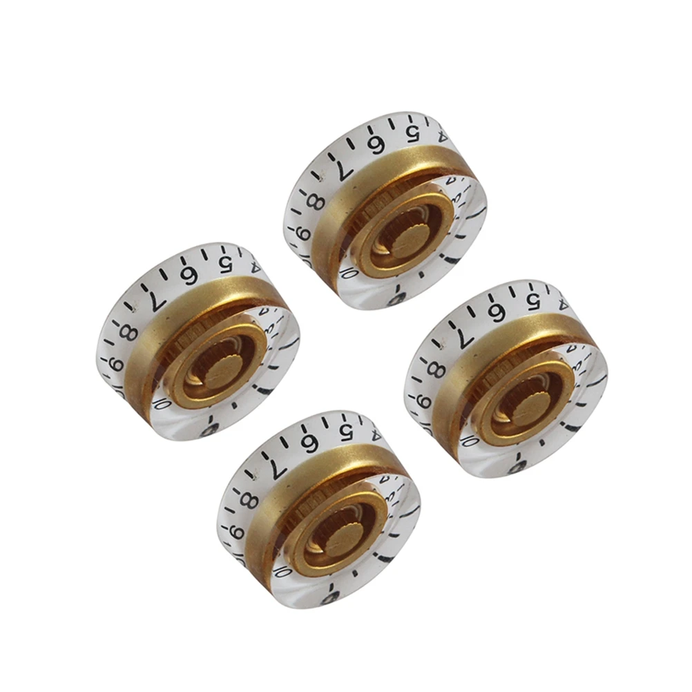 

4 PCS/ Guitar Knobs Large Round String Button Tone Volume and Control Replace Electric