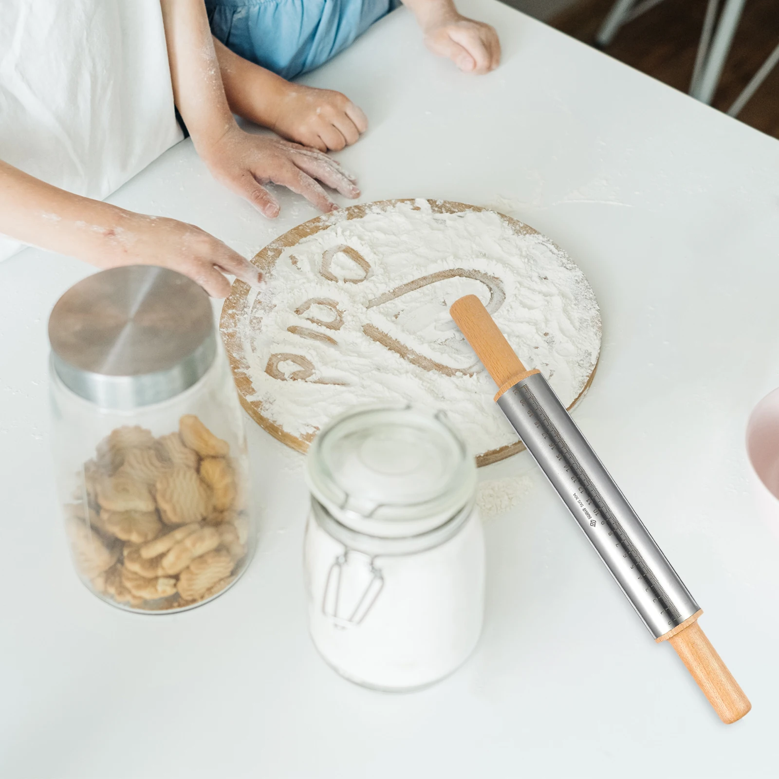 

Stainless Steel Rolling Pin 304 Adjustable Thickness Dough Tool Baking Roller Kitchen Pastry Pizza Dumpling Tortilla Flour Food