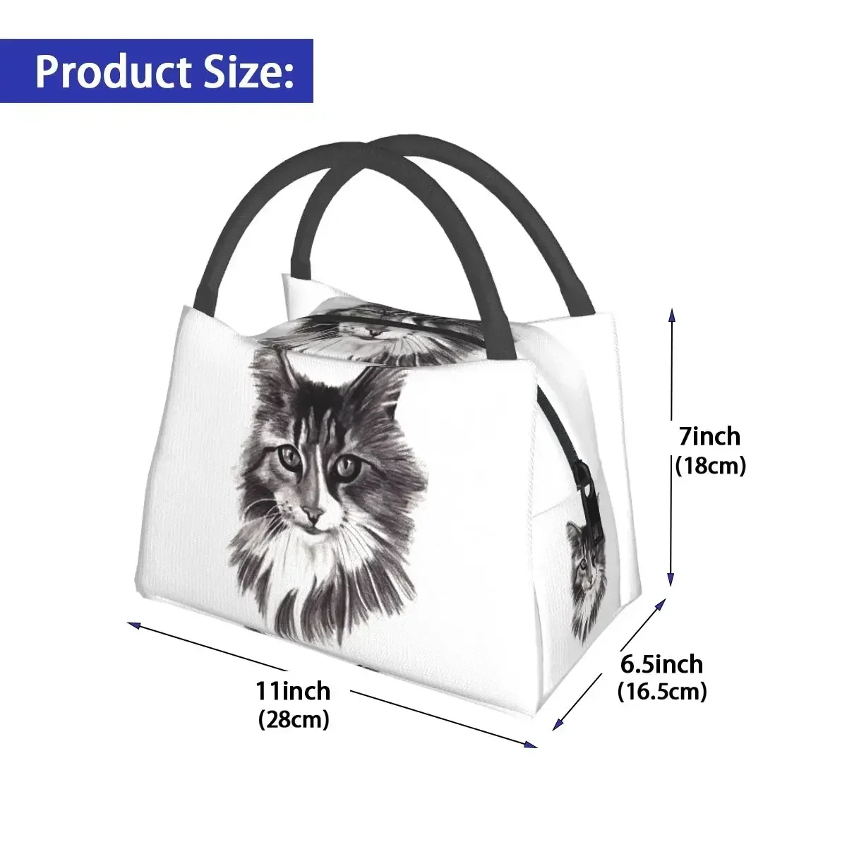 Manga Cat Lunch Bag Animal Picnic Lunch Box For Child Funny Graphic Design Thermal Lunch Bags Oxford Cooler Bag