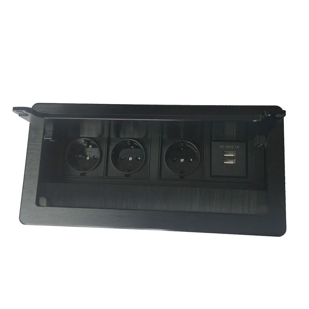 Desktop Socket / Office Conference Table Socket / Stylish And Beautiful Dust-proof Hidden High-grade Aluminum Brushed Black