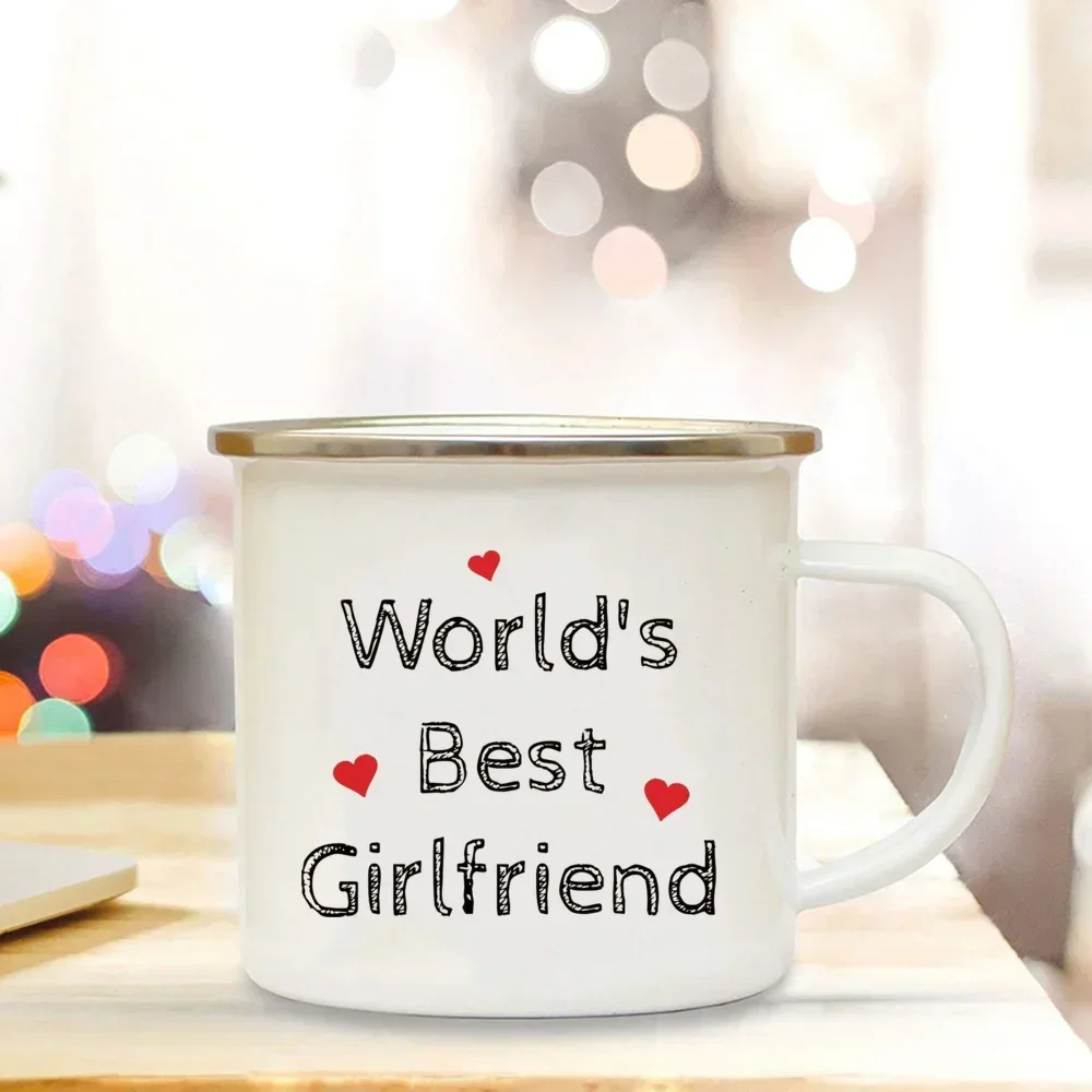 Belongs To World's Best Girlfriend&Boyfriend Enamel Mugs This Mug Anniversary Gift Juice Coffee Cup Gifts for Her Birthday