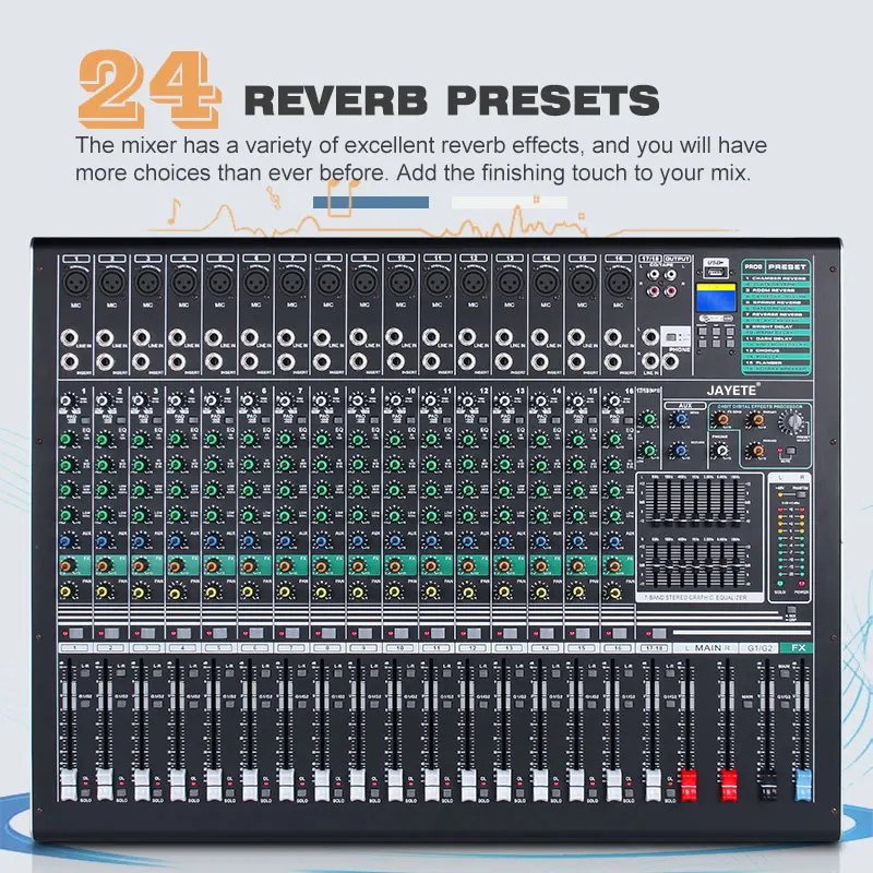 Fast Ship 18 Channel Digital Mixer Audio Console With USB Connecting To Computer DJ Stage Party Church 48V Phantom Music Studio