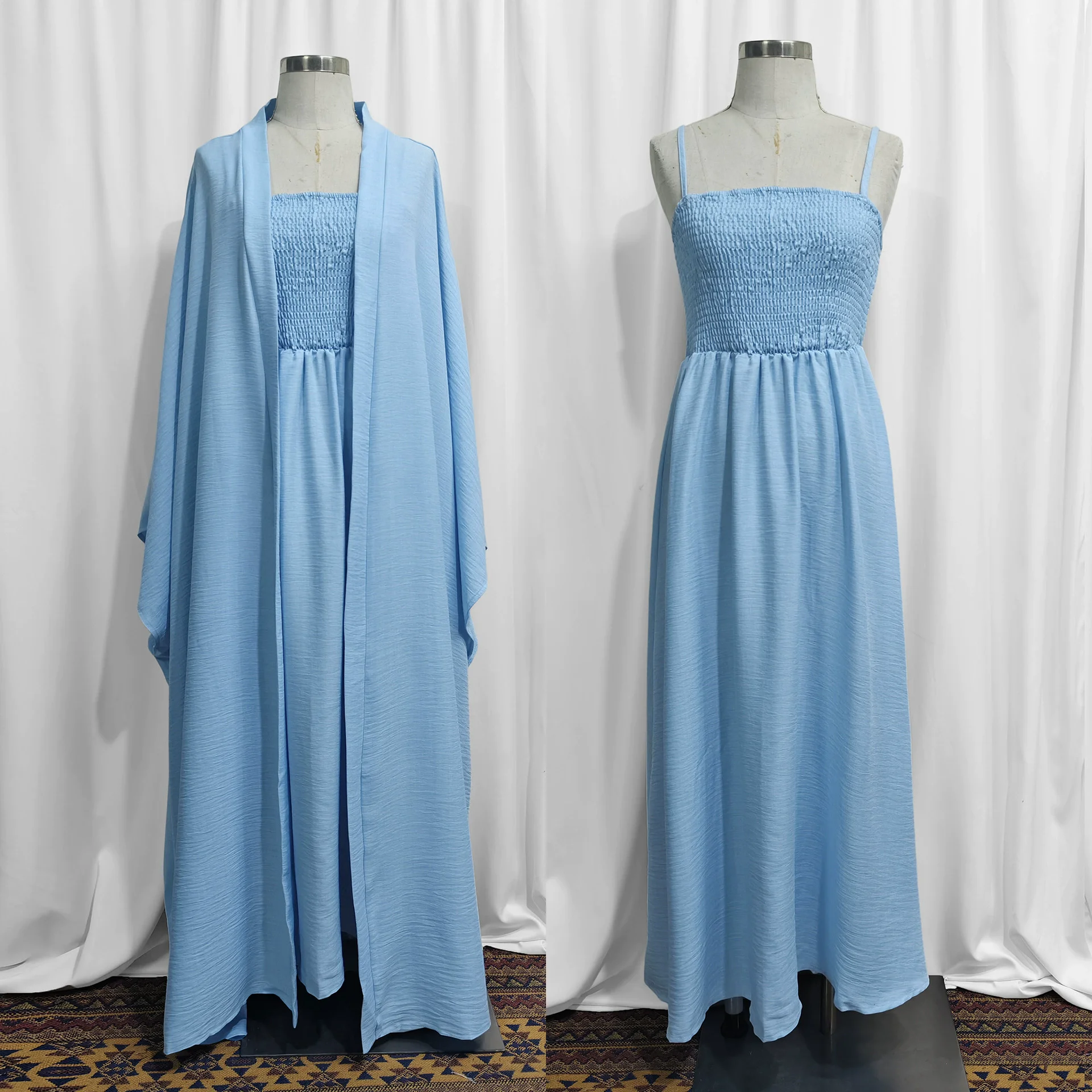 Oriente médio ramadan árabe dubai robe feminino muçulmano moda cinta saia + elegante abaya cardigan duas peças conjunto de robe