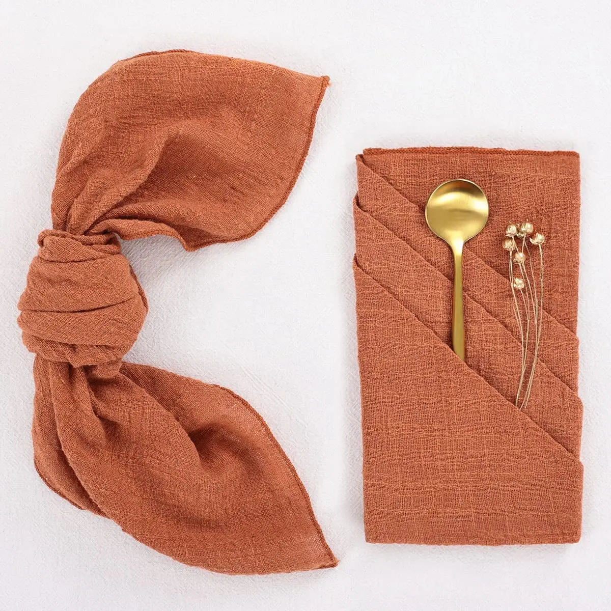 Dinner Napkins 42cm Lock Edge Bamboo Knot Cotton Gauze Napkin Placemats for Wedding Party Rustic Placemats Table Decorations