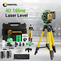Conentool 16 Lines 4D Laser Level 360° Horizontal Vertical Self-Leveling Spirit Level for Tile Floors with 2 Batteries 1m Tripod