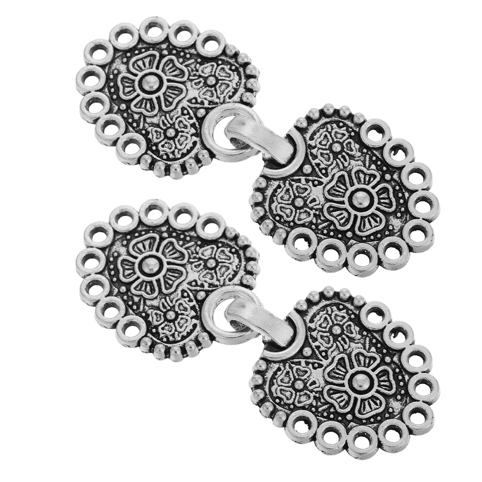 Vintage Shawl Clasp Set – 2pcs Zinc Alloy Cloak Fastener for Hanfu, Cheongsam, Scarf, Cardigan & Dress