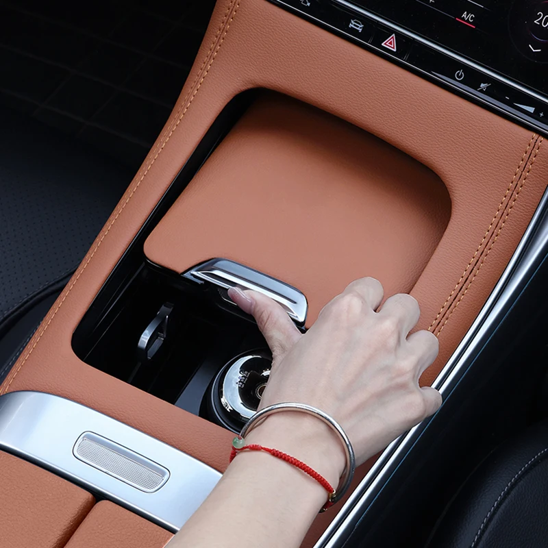 Litchi Lychee Leather Cover for Mercedes-Benz C-Class W206, GLC X253 2023 2024 2025 Interior Central Storage Cap Protective Pad