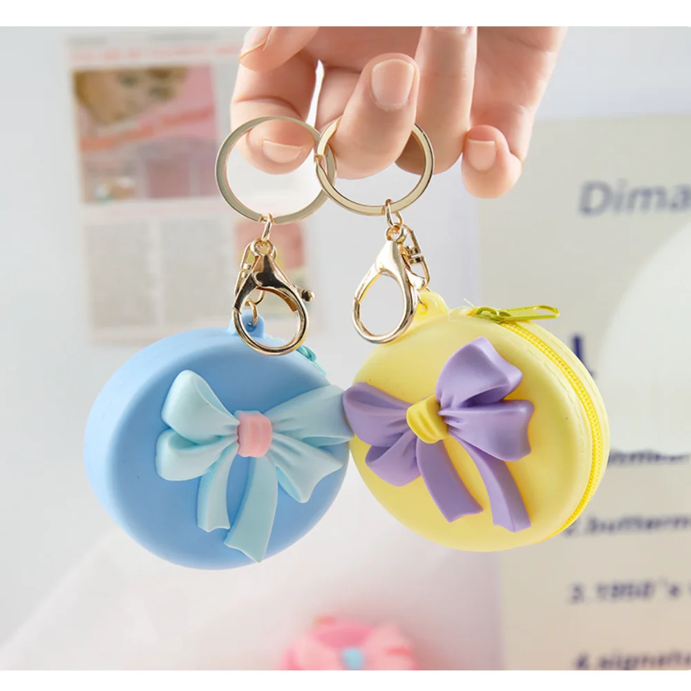 

Silicone Coin Purse Soft Round Coin Wallet Bow Design Coin Bag Compact Small Key Bag For Storage Organizing Travel