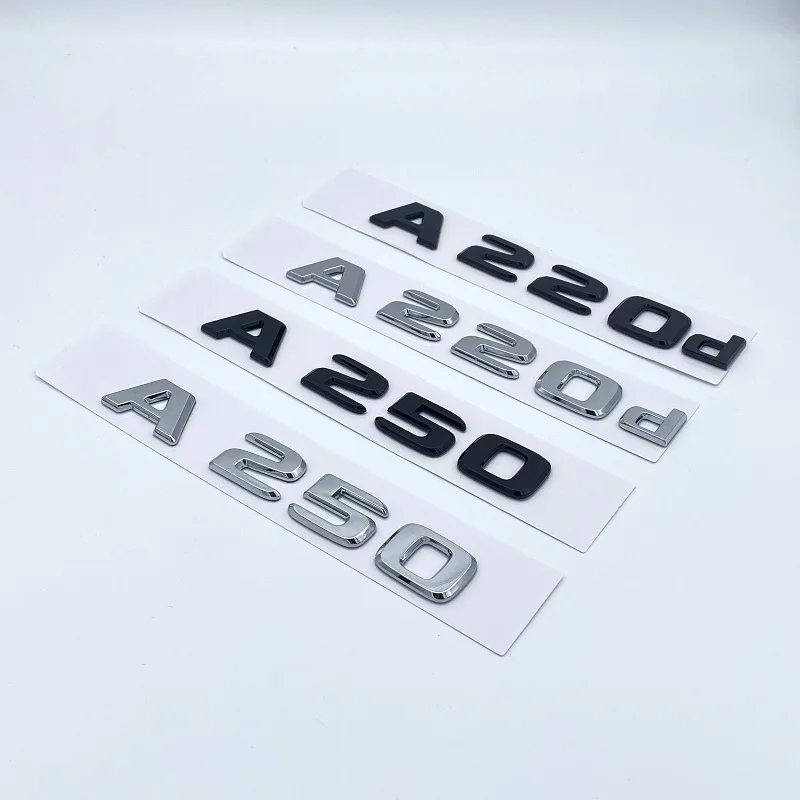 3D Letters A180 A200 A220 A250 A260 A180d A220d 4Matic ABS Emblem for Mercedes Benz A W176 W177 Car Trunk Rear Logo Sticker