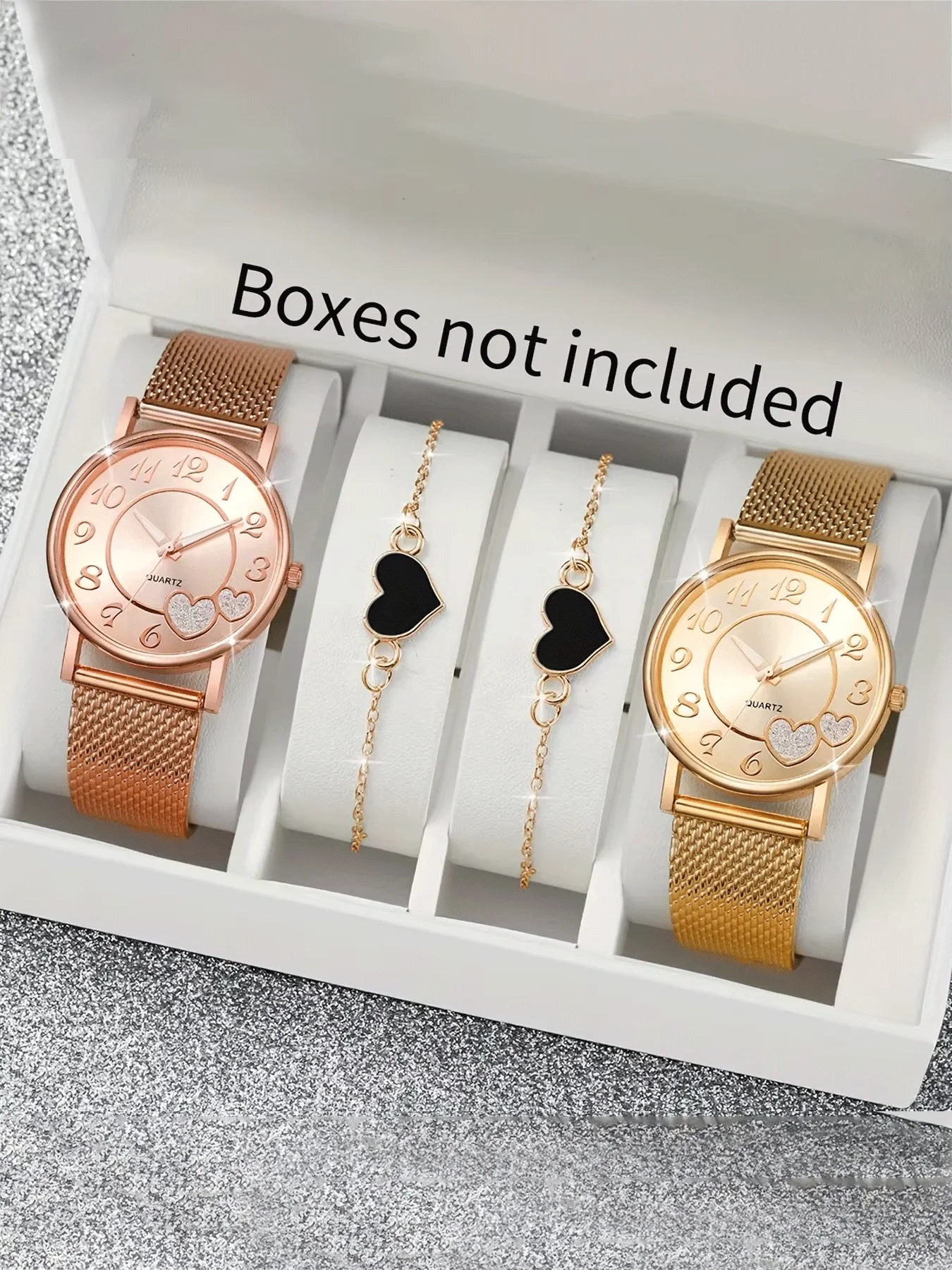 

Изысканный и универсальный женский комплект часов из 4 предметов, модные кварцевые часы, повседневные часы со стальной полосой, комплект женских часов