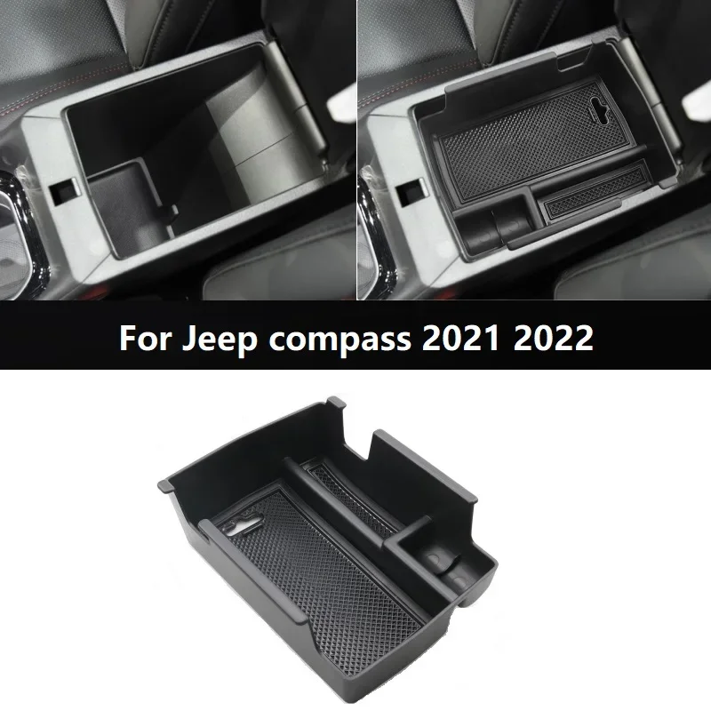 ABS Car Center Armrest Storage Box Container Stowing Glove With Mats Box For Jeep compass 2021 2022