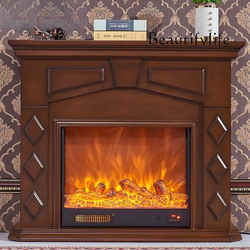 European American Fireplace Stylish Simple Decorative Cabinet Simulation Charcoal Fire LED Fireplace Core Designer