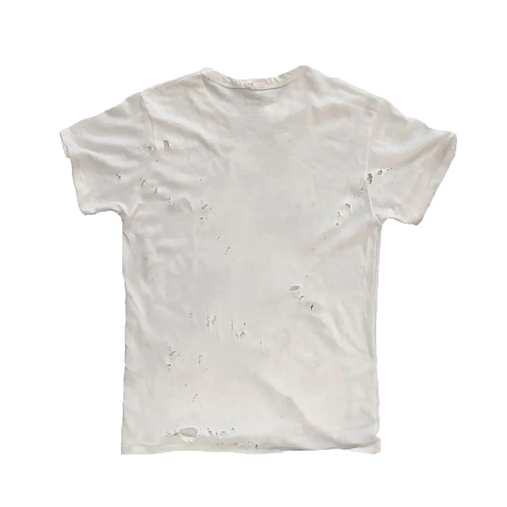 Retro Dark Flower Vine T-Shirt Worn Washed Hole Short Sleeve Loose Fit Breathable Cotton round Neck Men's Casual T-Shirt