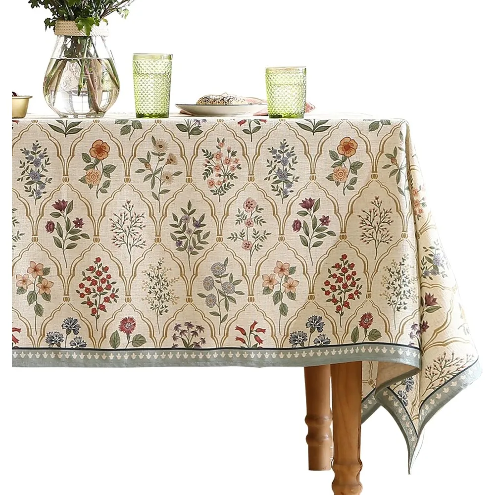

Западная льняная дизайнерская маленькая прямоугольная скатерть с красочным цветочным узором, устойчивая к морщинам декоративная скатерть для дома