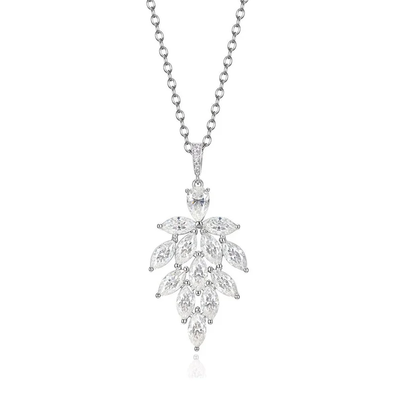 ZFSILVER 925 Sterling Silver Moissanite Women's Necklace Trend Eye Leaf Fruit Flower Charm Fashion Jewelry Accessory for Parties